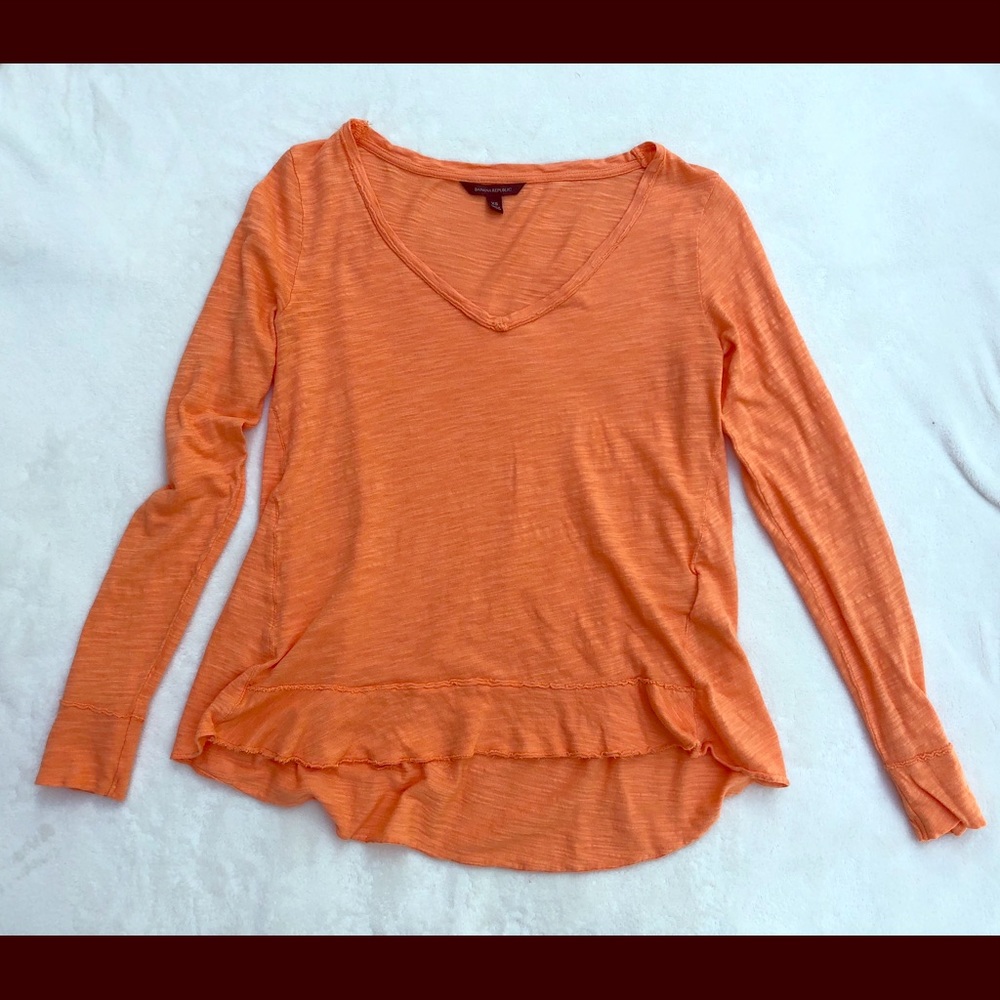 Feminine Banana Republic top in fun tangerine
